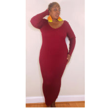 Load image into Gallery viewer, Burgundy Ribbed Midi Dress
