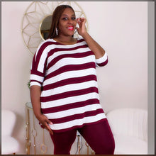 Load image into Gallery viewer, Burgundy Striped Top
