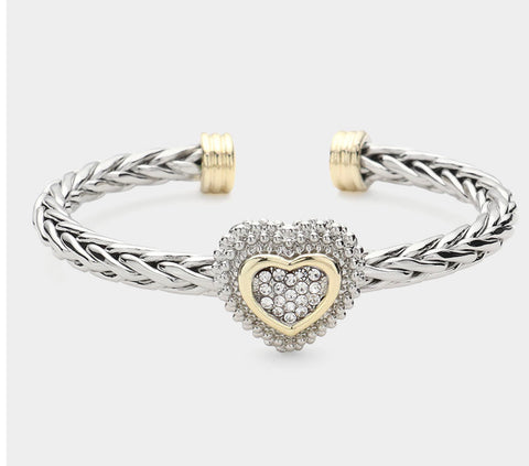 Heart Braided Cuff Bracelet