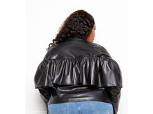 Load image into Gallery viewer, Faux Leather Ruffle Jacket
