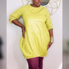Load image into Gallery viewer, Sage Leather Bubble Dress
