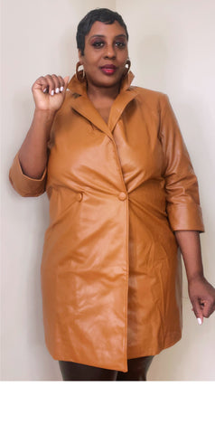 Camel Faux Leather Dress
