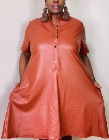 Kara Faux Leather Midi Dress