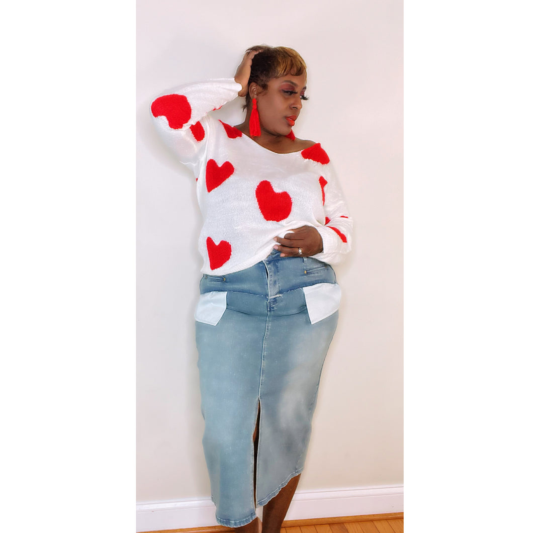 Front Split Denim Skirt