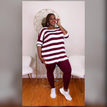 Load image into Gallery viewer, Burgundy Striped Top
