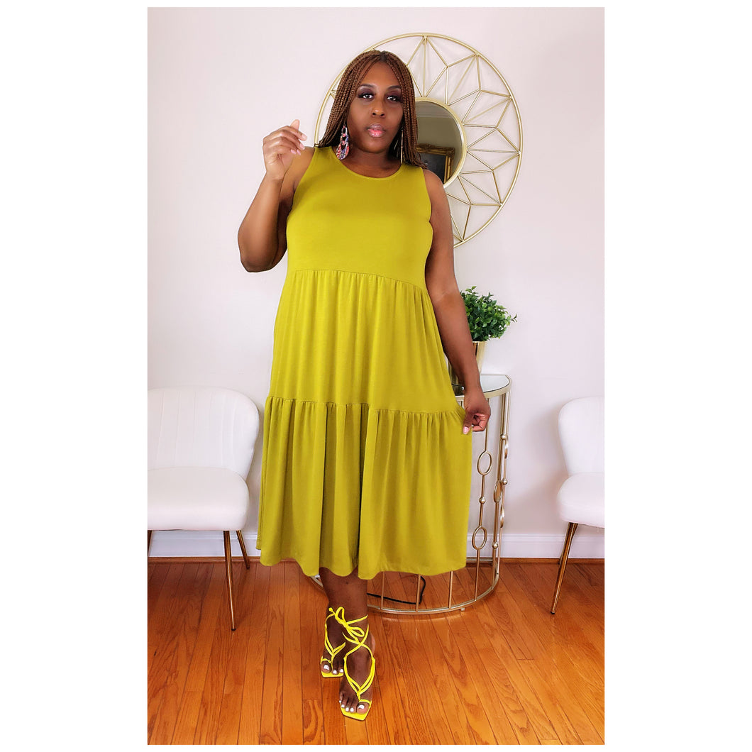 Olive Tiered Dress